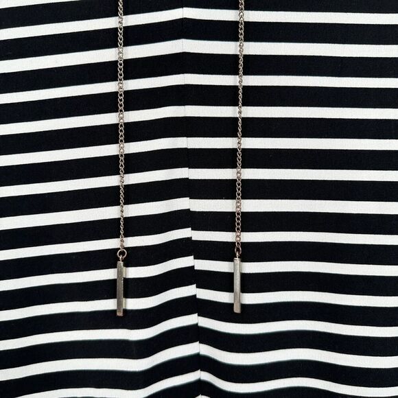 Chicos Womens Blouse Top Size 3 XL Black White Striped Chain Stretch Office Work - Picture 7 of 11